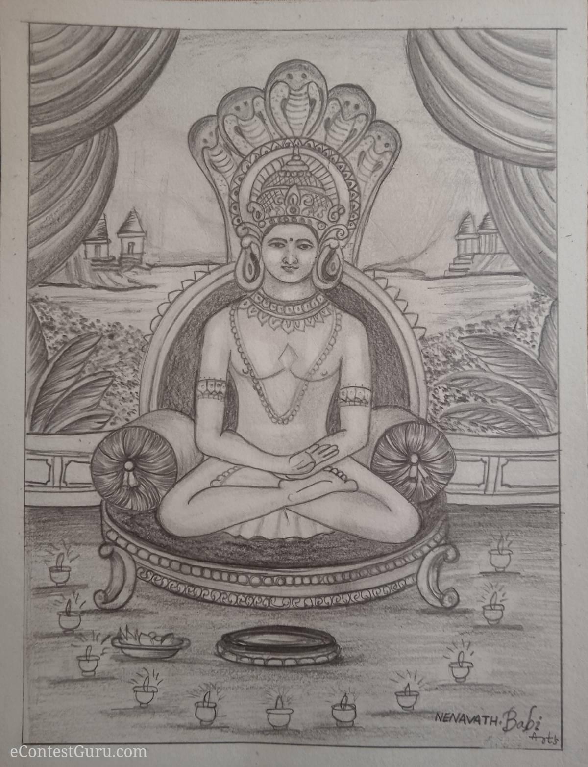 Parshwanath Bhagwan drawing