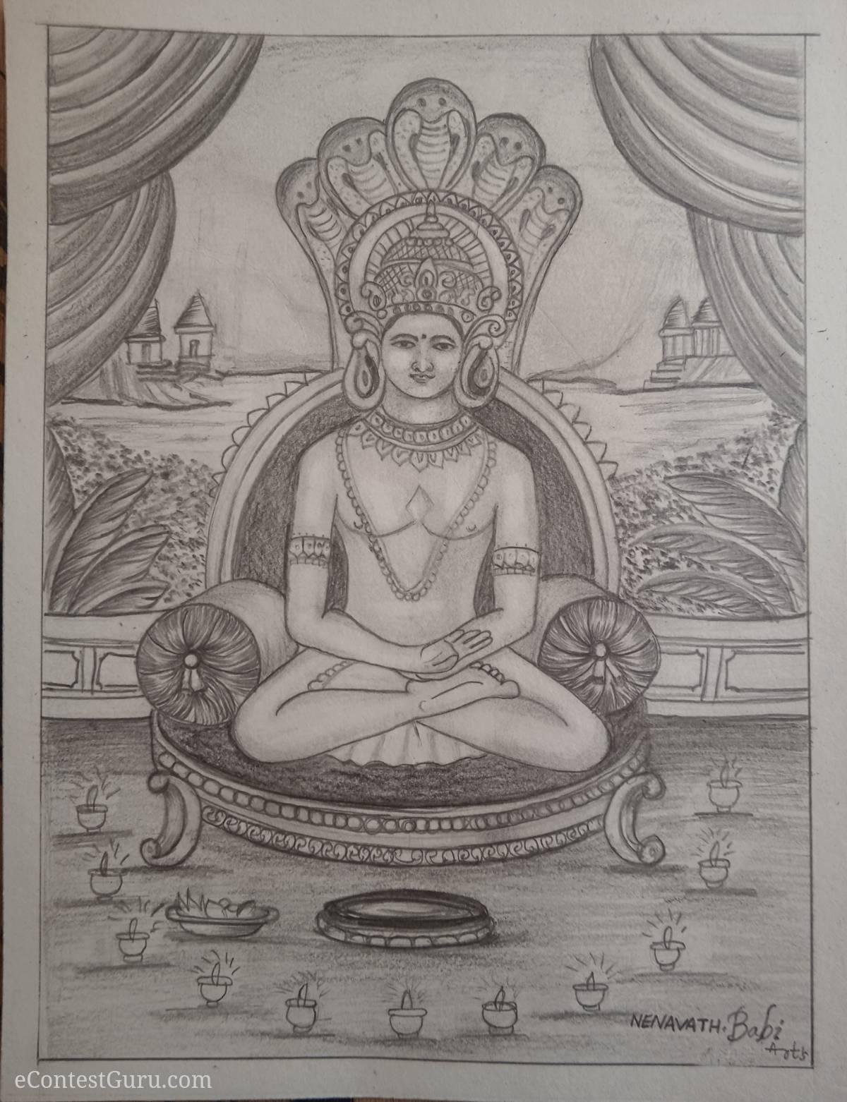 Parshwanath Bhagwan drawing