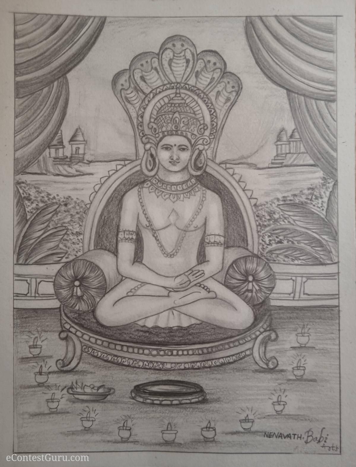 Parshwanath Bhagwan drawing