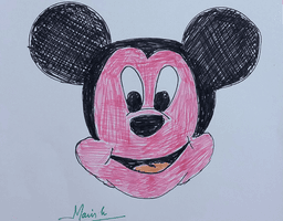  scribbling Mickey Mouse sketch pen drawing