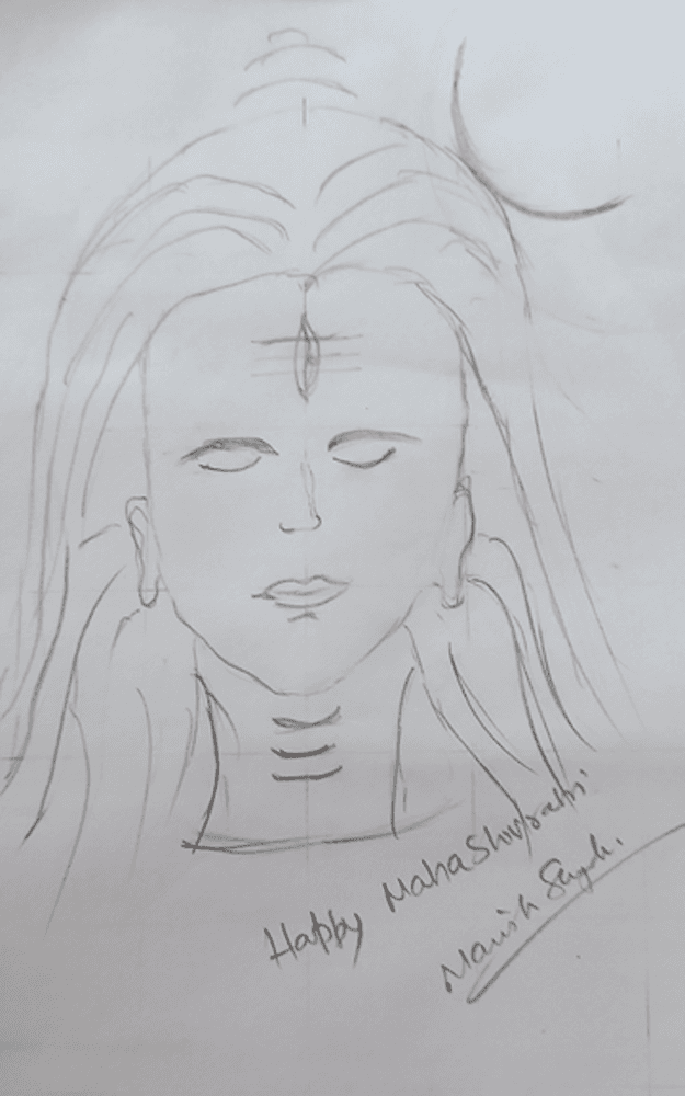 Lord Shiva- mahashivratri line art pencil sketch