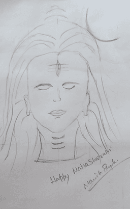 Lord Shiva- mahashivratri line art pencil sketch