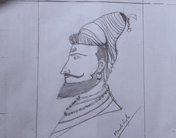 Chatrapati Shivaji pencil sketch line art