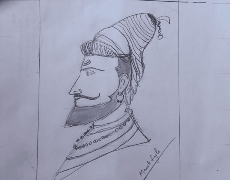 Chatrapati Shivaji pencil sketch line art