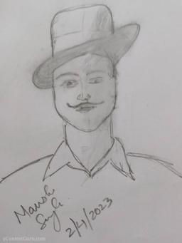 Bhagat Singh Indian freedom fighter pencil sketch