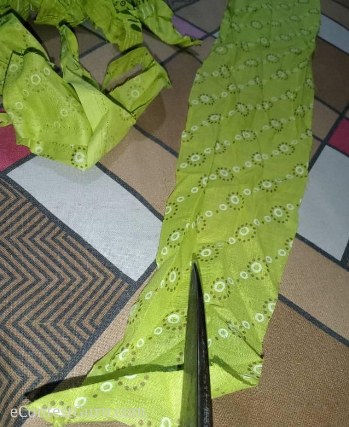 GREEN BOW HAIR RUBBERBAND..reuse old cloth
