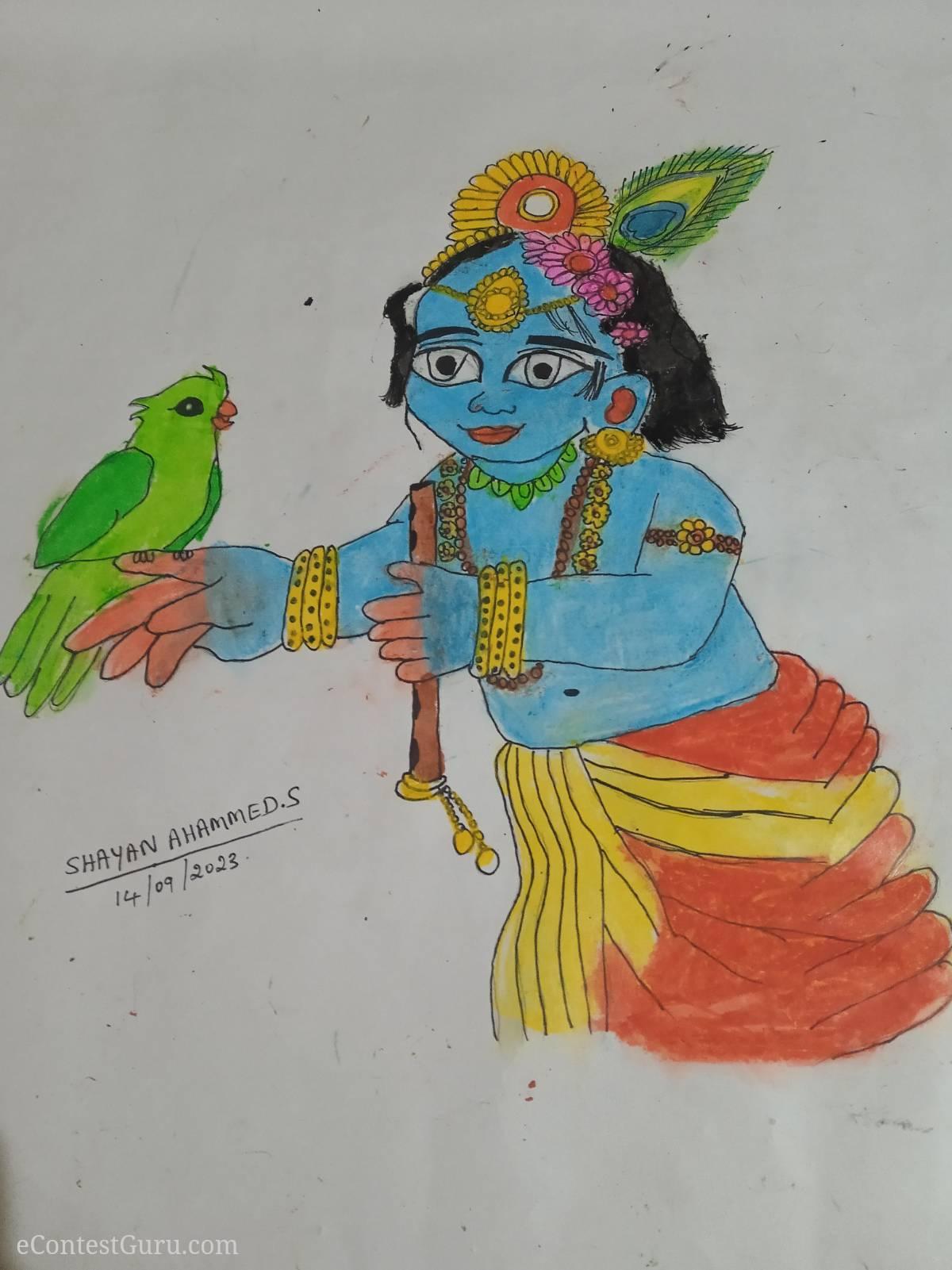 krishna drawing