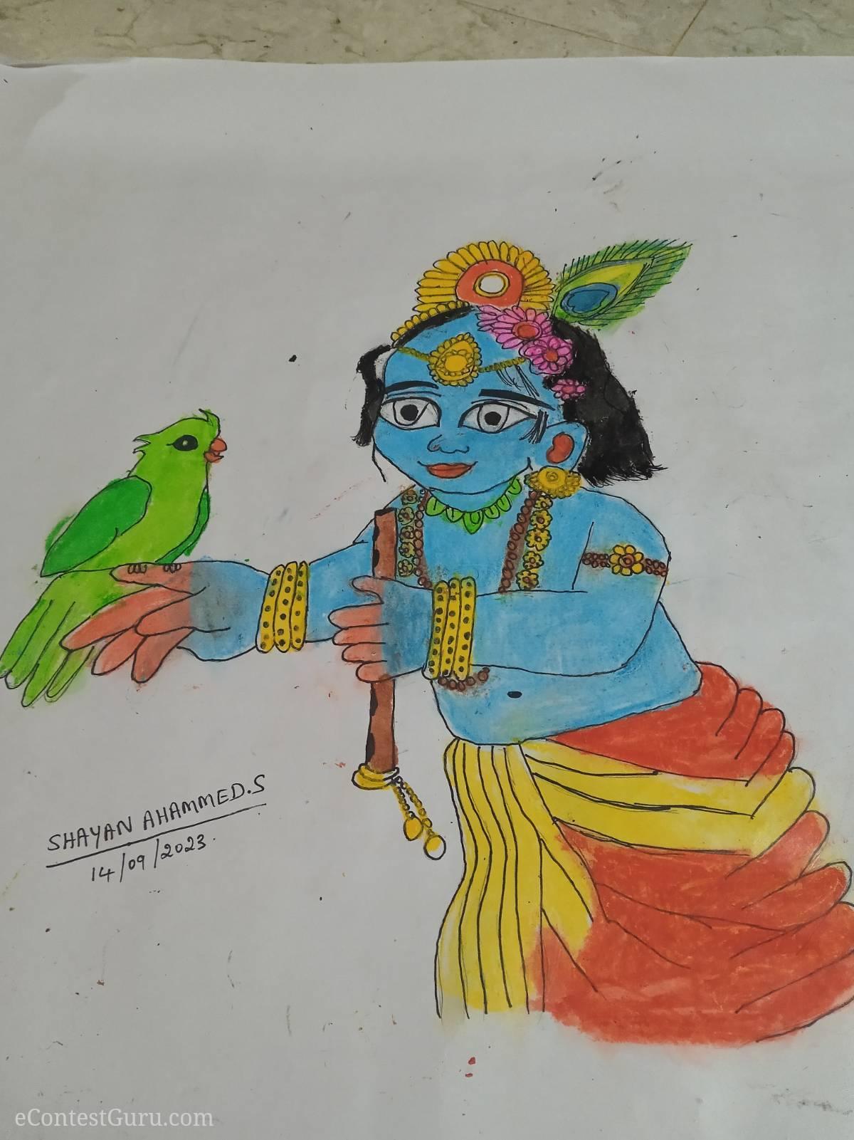 krishna drawing