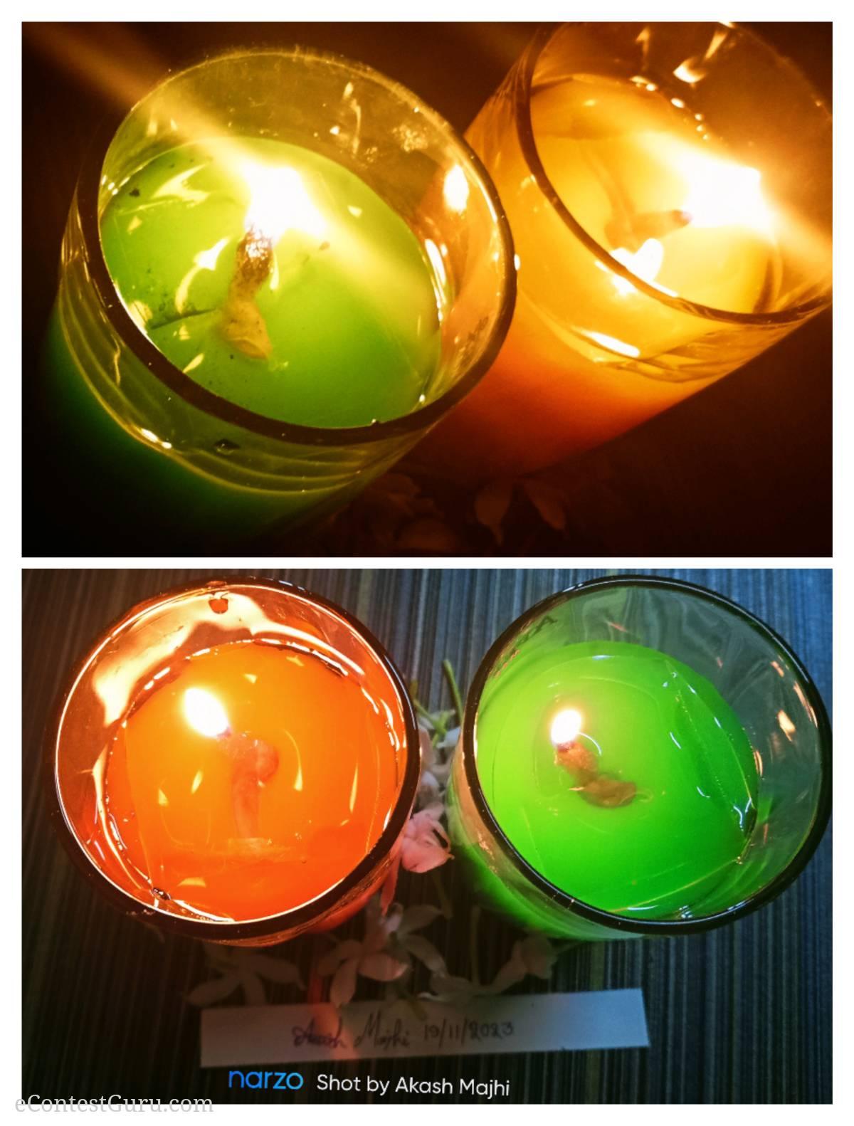  Decorative Colorful Smokeless Glass Diya