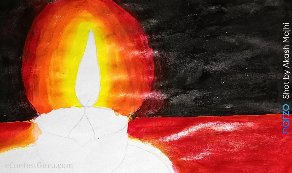 GLOWING Diya [Acrylic Colours]