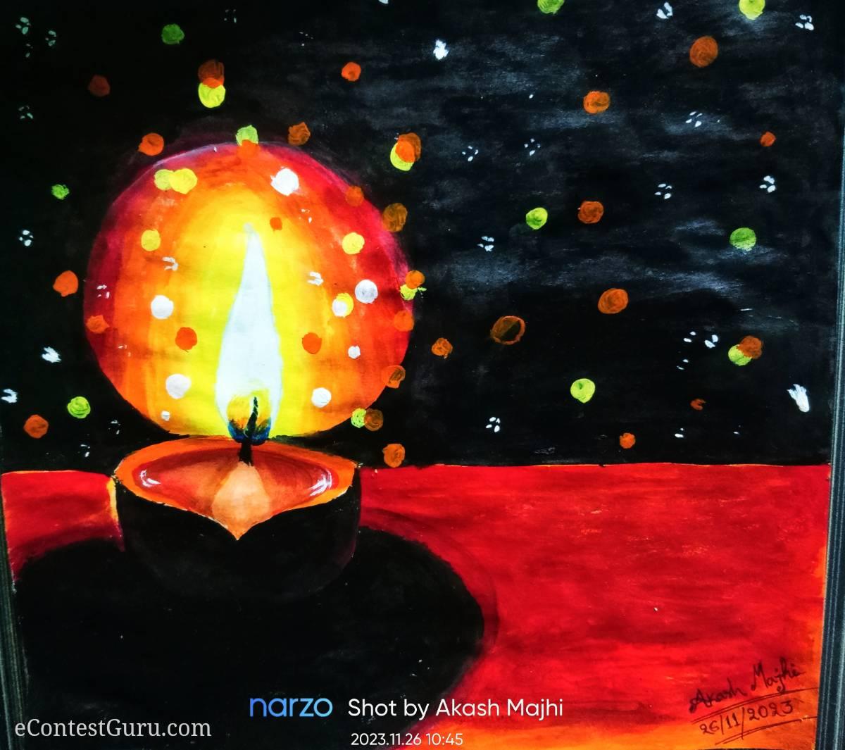 GLOWING Diya [Acrylic Colours]