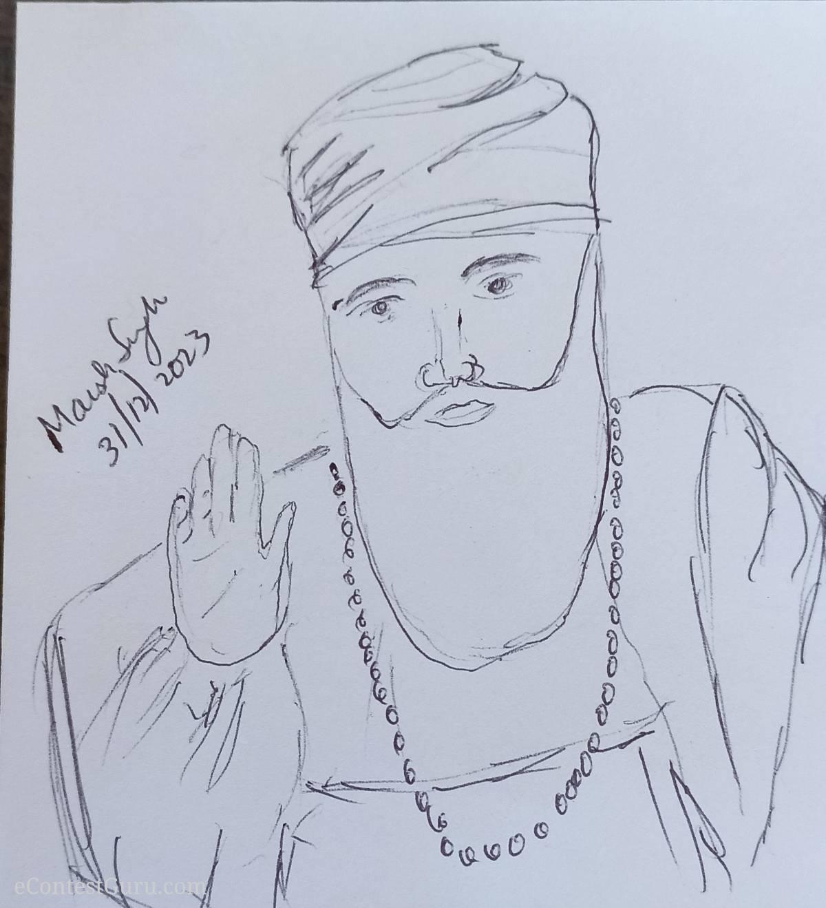 Guru nanak pen sketch