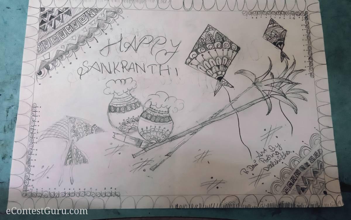 Makara sankranti drawing