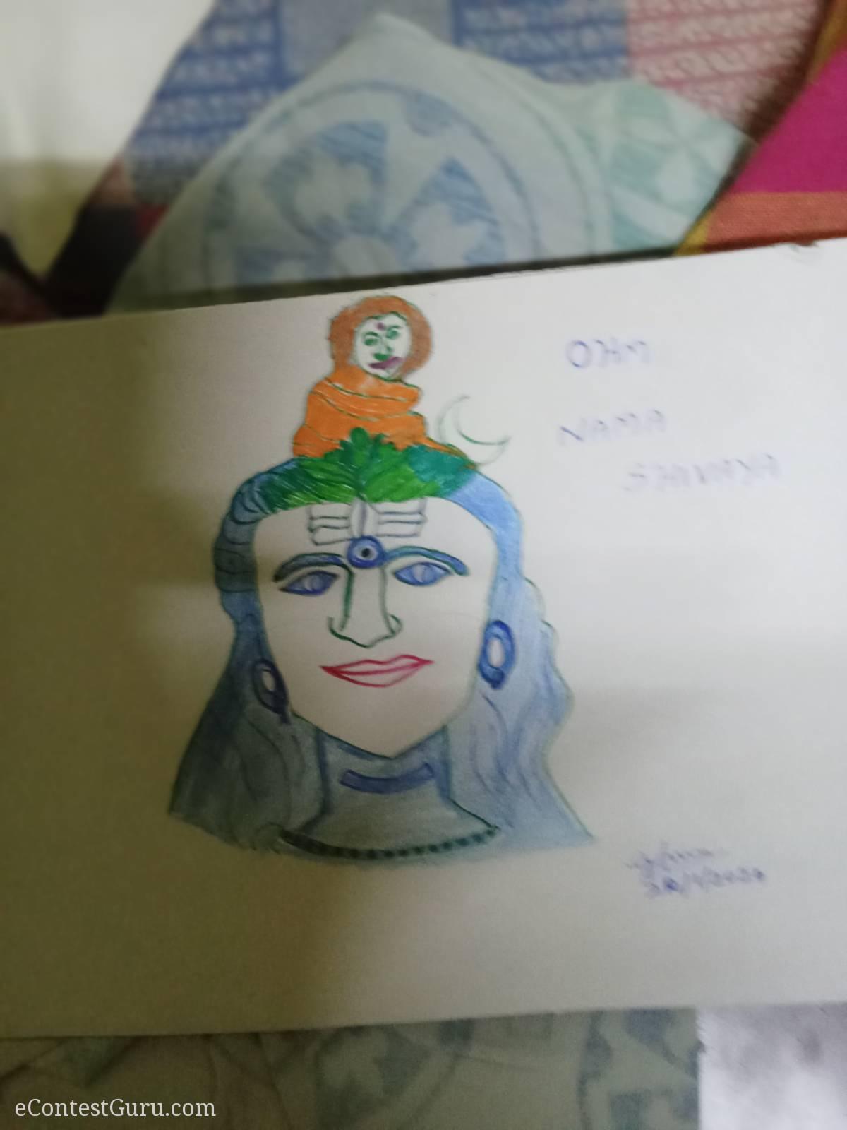 Shiva drawing coloured