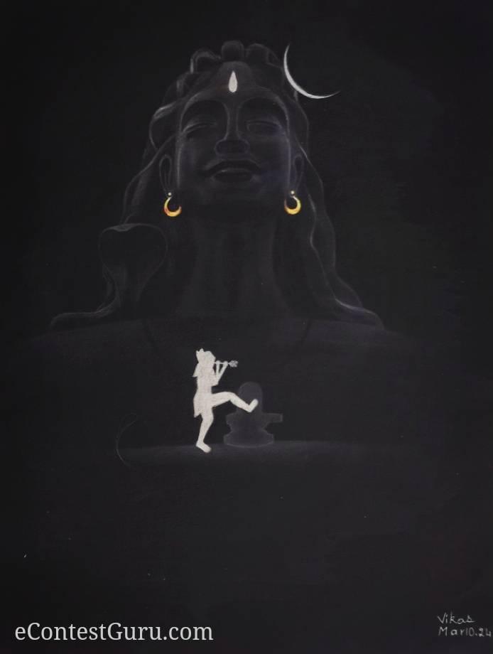 Drawing of shiva adiyogi shiva