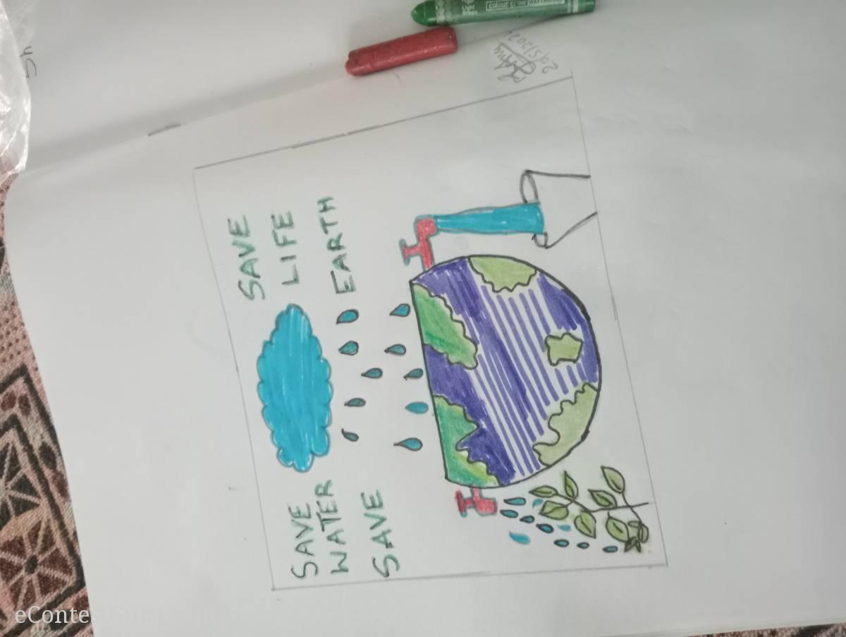 Save water save life save Earth drawing.