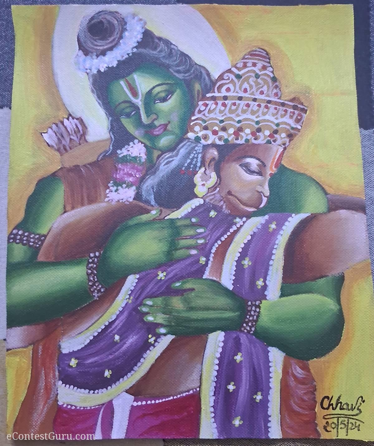 Hanuman ji and ram ji painting by chhavi