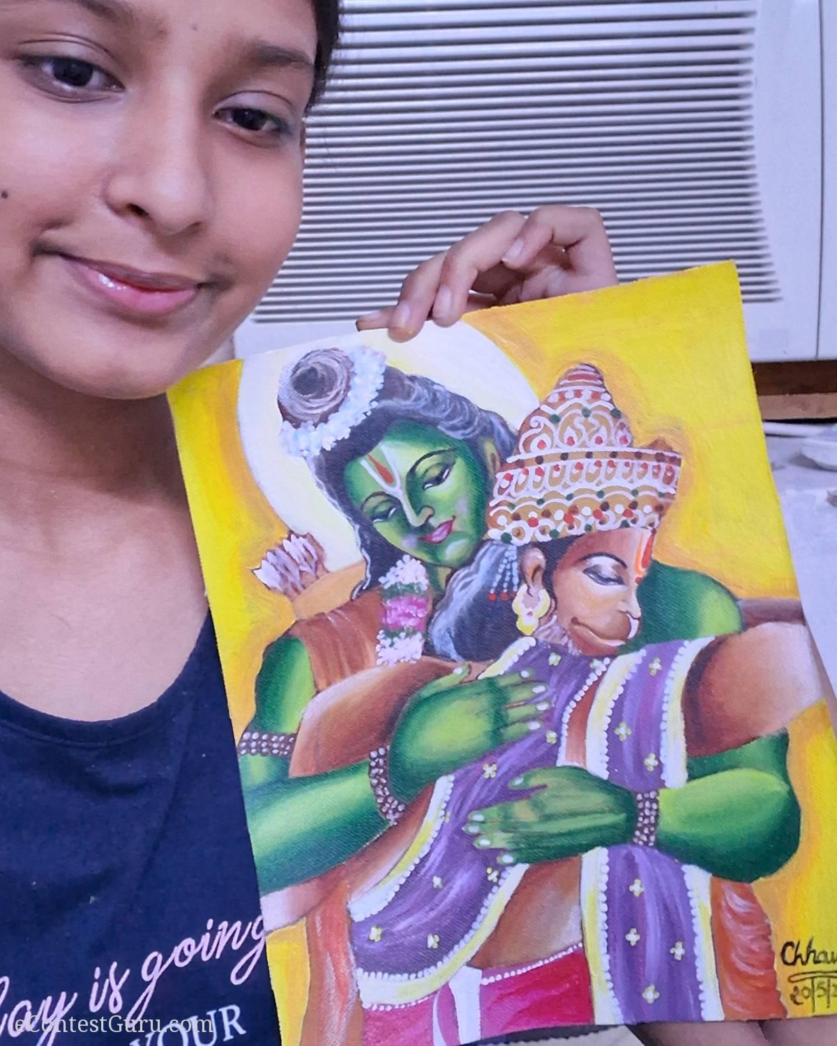 Hanuman ji and ram ji painting by chhavi