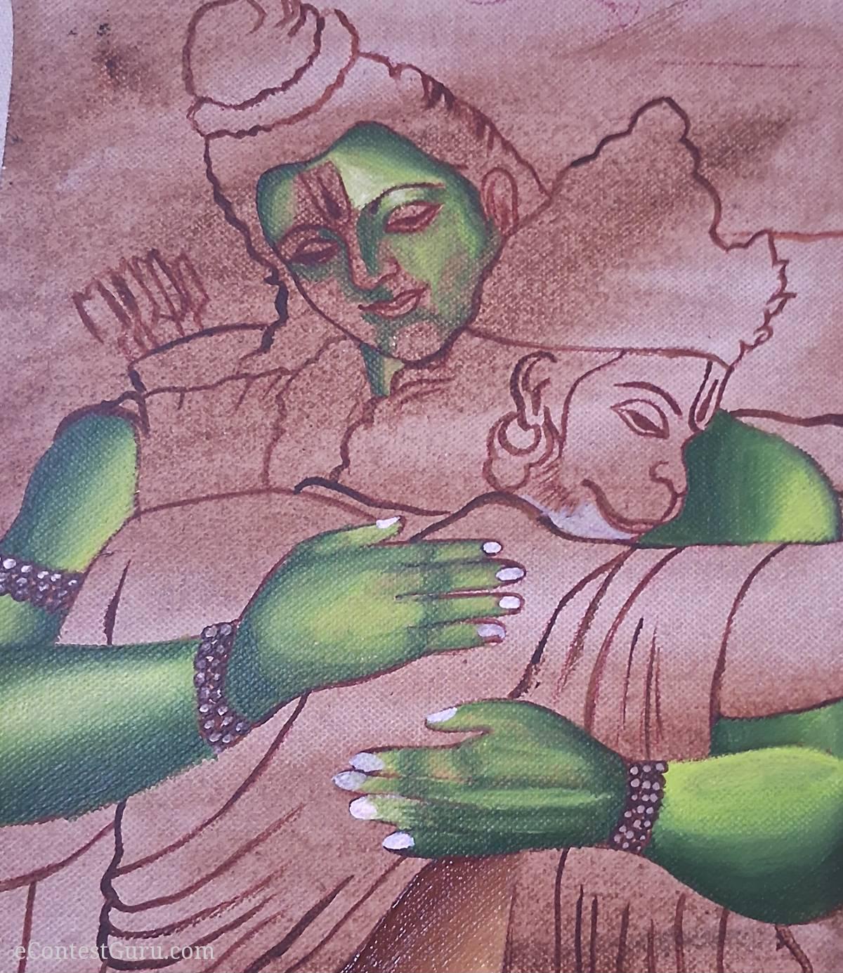 Hanuman ji and ram ji painting by chhavi