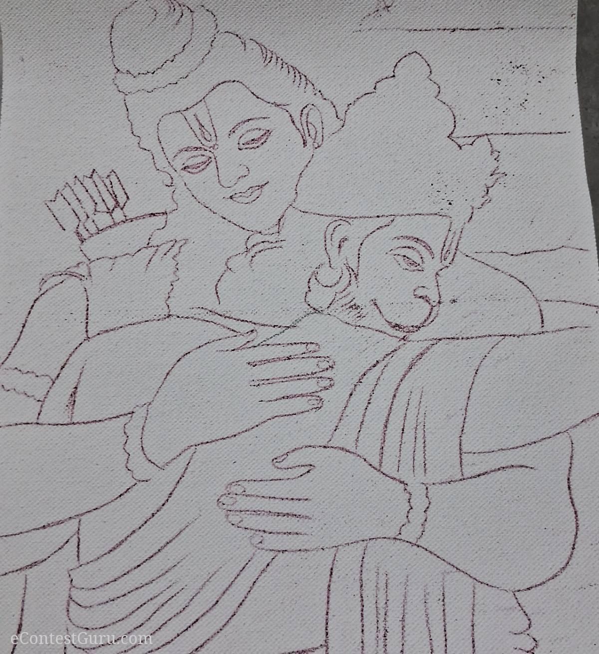 Hanuman ji and ram ji painting by chhavi