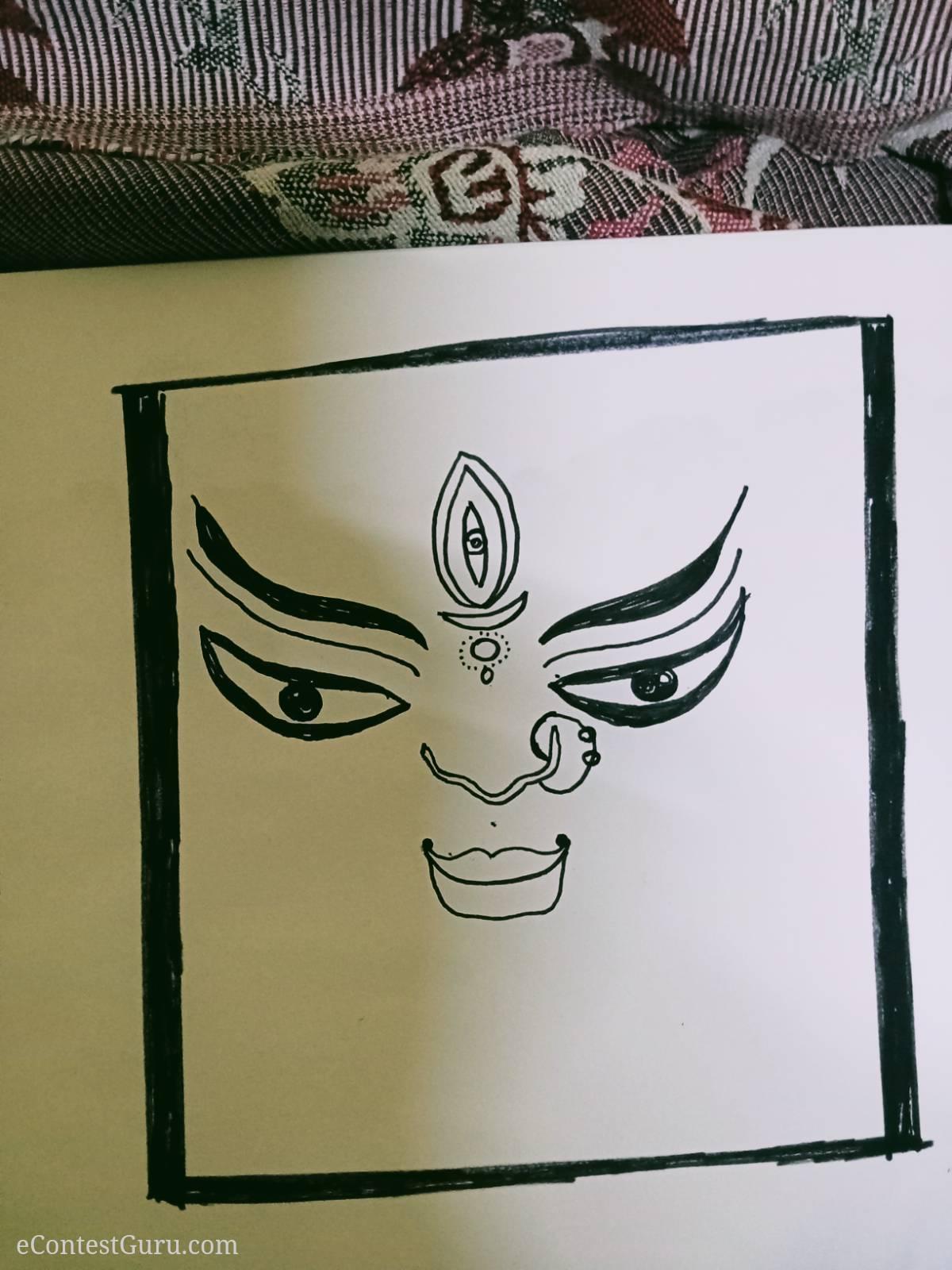 Durga maa easy drawing