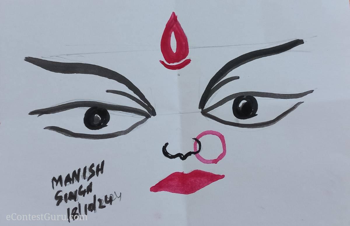 Durga Mata water color drawing 2024