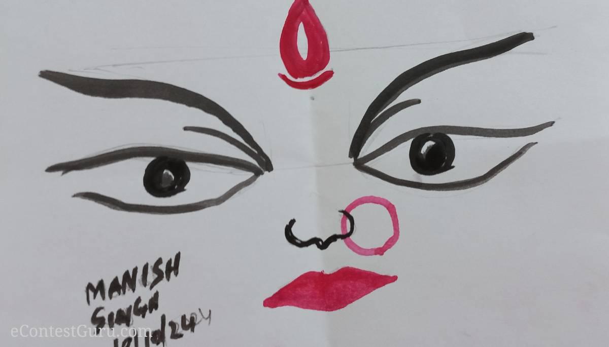 Durga Mata water color drawing 2024