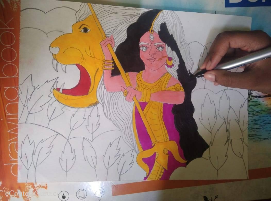 Maa Durga Drawing