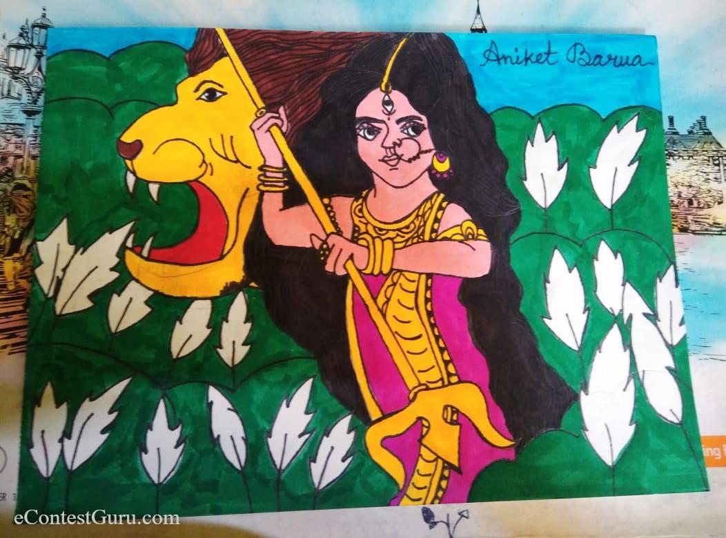 Maa Durga Drawing