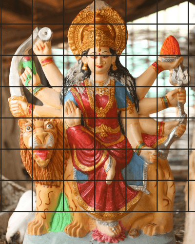 Godess durga devi puzzle with lion