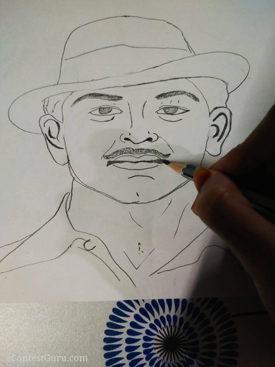 Bhagat Singh. pencil sketch.